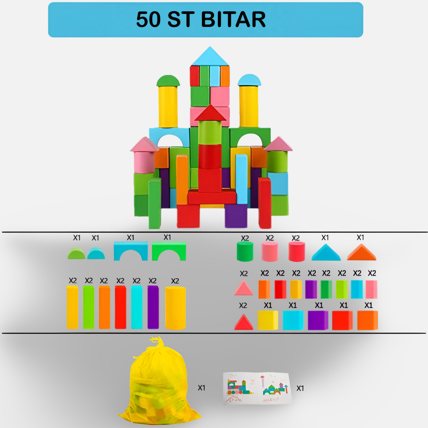 Träklossar Byggset