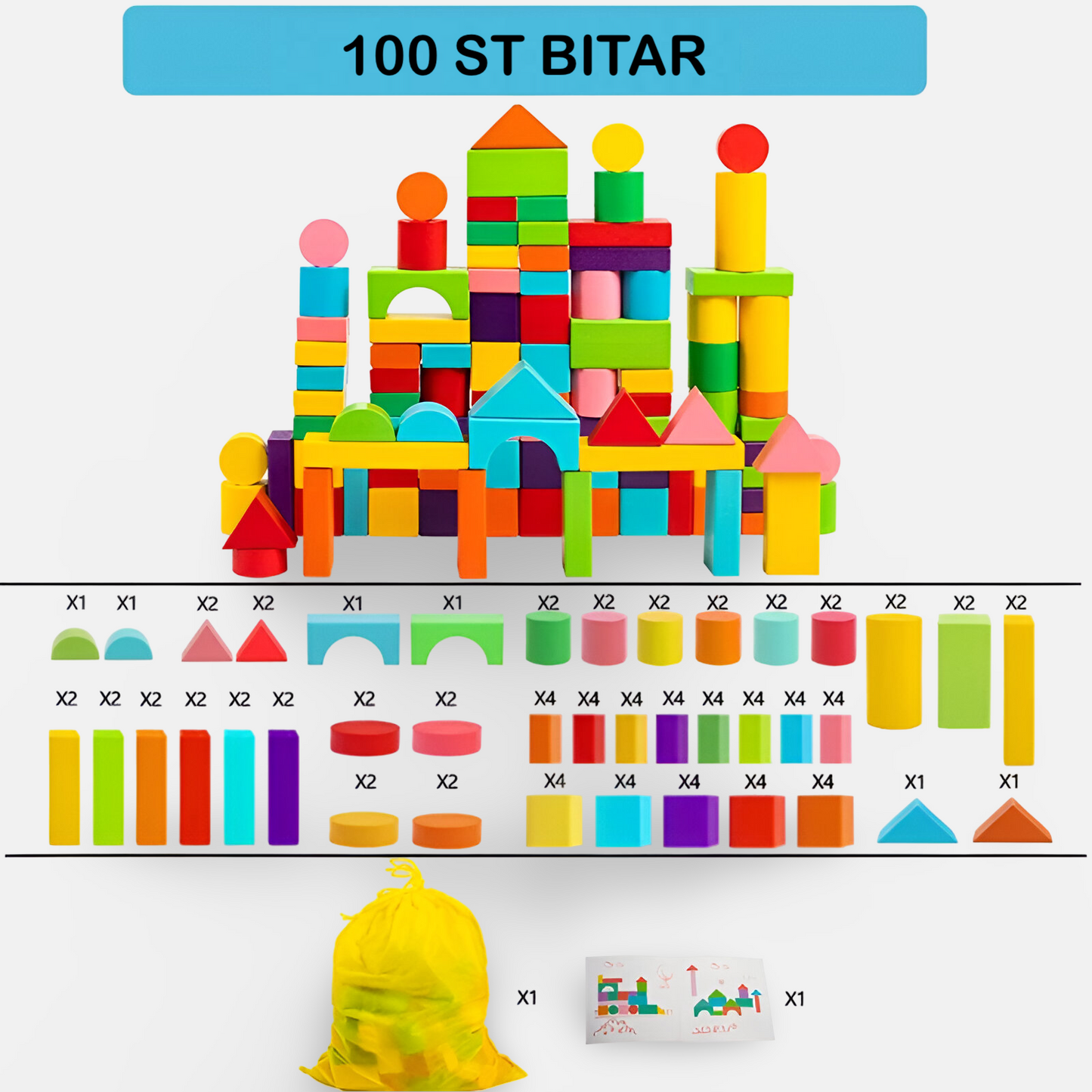 Träklossar Byggset