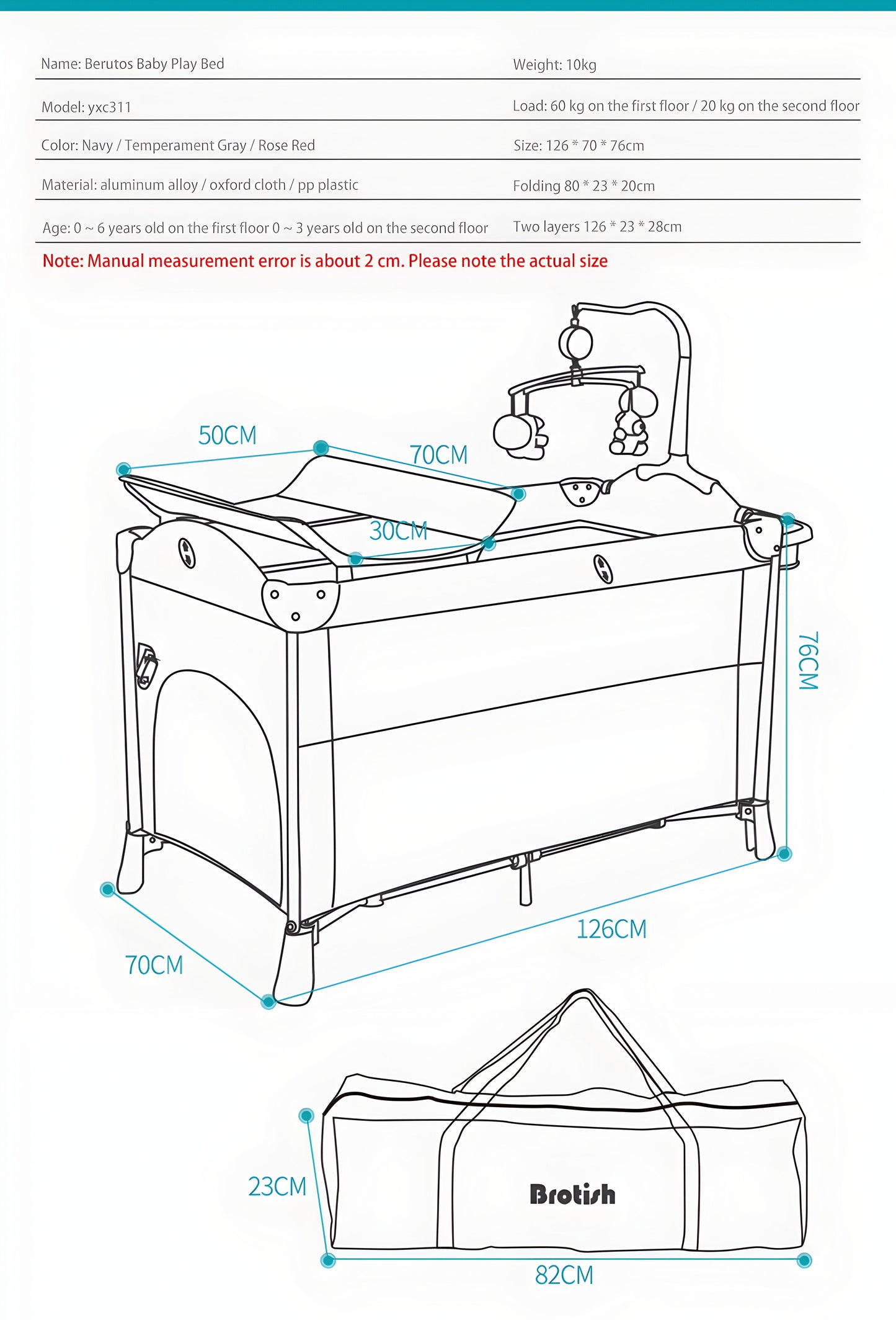 Barnsäng Bedside Crib Premium - Resesäng