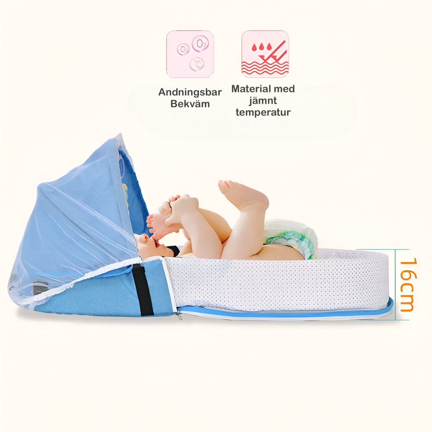 Babynest Portabel Resa - Myggnät