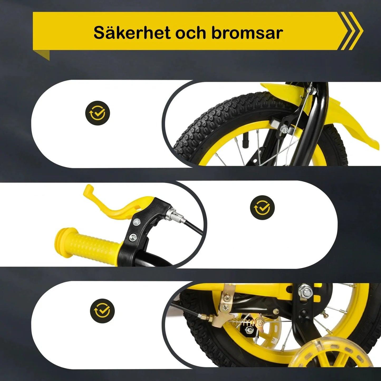 Barncykel 12 Tum med vattenflaska - Gul