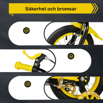Barncykel 12 Tum med vattenflaska - Gul