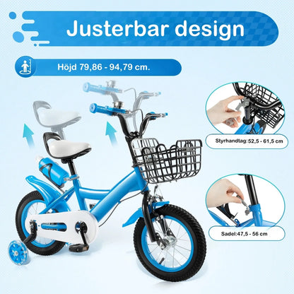 Barncykel 12 Tum med vattenflaska - Blå