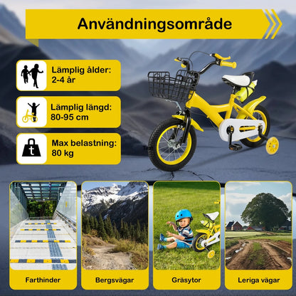 Barncykel 12 Tum med vattenflaska - Blå