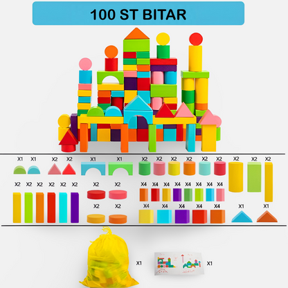 Träklossar Byggset